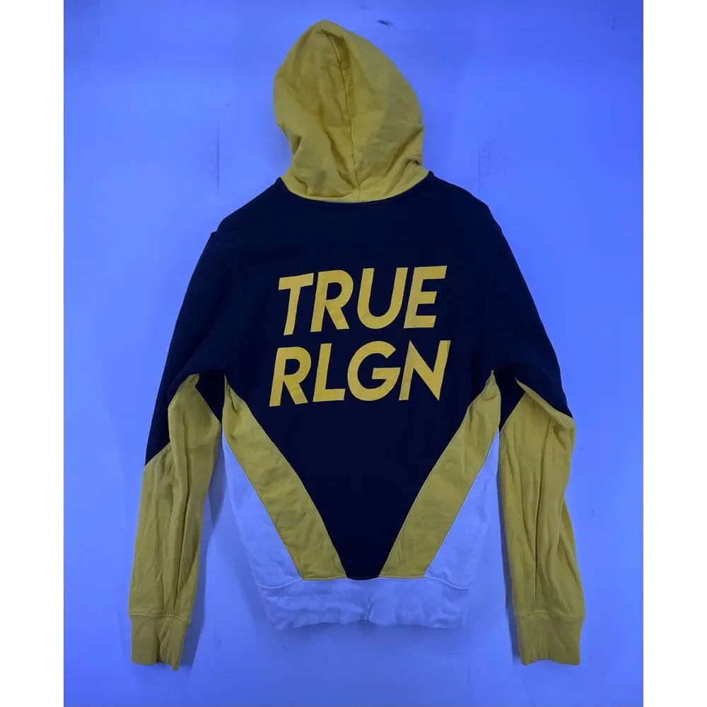 True Religion Black and Yellow Zip Up Hoodie Size Small